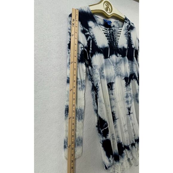 Blue Curl Beachwear Blue White Tie Dye Mini Dress Boho Summer Vacation Women's S - Picture 8 of 11
